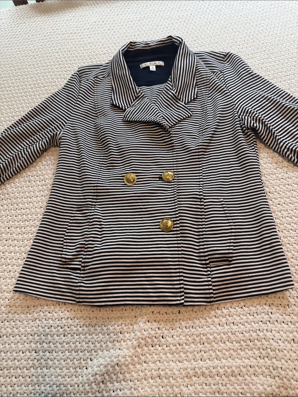 CAbi Black and White Striped Blazer